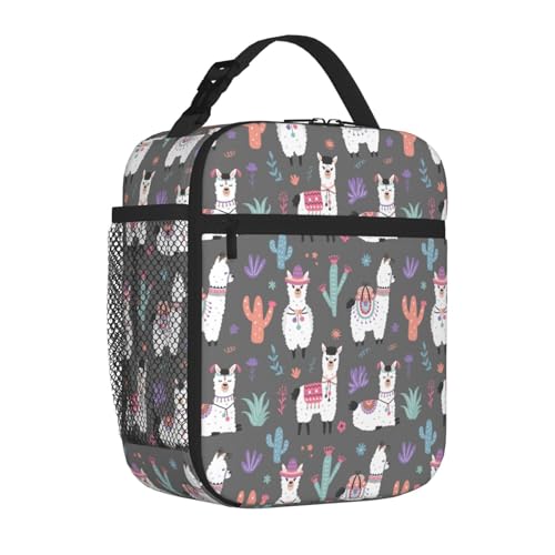 Cartoon Llama Alpaca Leakproof Lunch Bag Large Capacity Lunchbox Insulated Reusable Lunch Tote Bags Cooler Lunch Container For Work/Office/Picnic/Travel - color: Cartoon Llama Alpaca