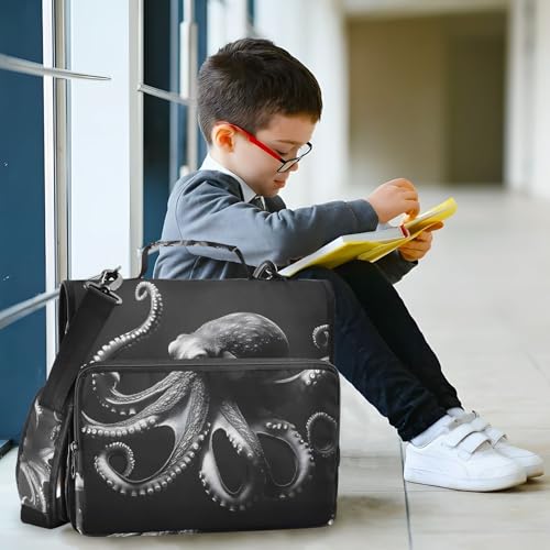 3 Ring Zipper Binder with Shoulder Strap Octopus 1.5 inch Binders Keeper Large Capacity Multi Pockets for School Office Supplies - color: Multi400, size: Fit 500 Sheets