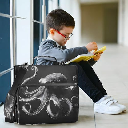 3 Ring Zipper Binder with Shoulder Strap Octopus 1.5 inch Binders Keeper Large Capacity Multi Pockets for School Office Supplies - color: Multi400, size: Fit 500 Sheets