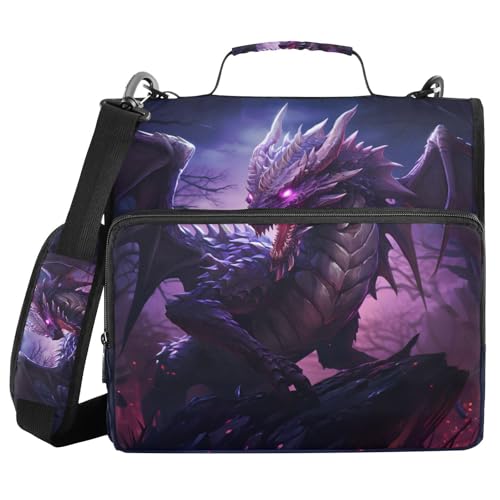 Dragon Purple 3 Ring Binder Bag 1.5 inch Binder Organizer with Zipper Shoulder Strap 500 Sheet Documents Storage for School Office - color: A012, size: 13.6 x 12.4 x 3.5 in