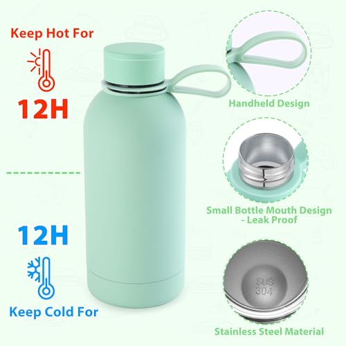 Bento Lunch Box Set for Kids - Green Nylon insulated Lunch Bag with 12oz Thermos, Leak-Proof Containers, Adjustable Strap, Birthday Gifts for Girls School Travel Picnic (Ages 3-15) - color: Green Set