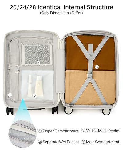 Hanke 20 Inch Expandable Carry On Luggage, 22x14x9 Airline Approved, TSA Lock Hard Shell Lightweight Suitcase for Men Women (Smoke White) - color: Smoke White, size: 20 Inch EXT