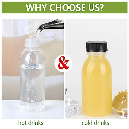 zmybcpack 12 Pack 8oz PP Plastic Juice Bottles With Caps Dishwasher Safe | Plastic Smoothie Bottles Heat-Resistant, Reusable Bulk Beverage Containers with lids for Juice, Beverage - size: 8oz 12pack