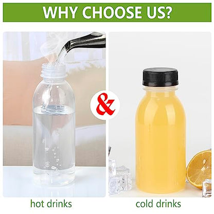 zmybcpack 12 Pack 8oz PP Plastic Juice Bottles With Caps Dishwasher Safe | Plastic Smoothie Bottles Heat-Resistant, Reusable Bulk Beverage Containers with lids for Juice, Beverage - size: 8oz 12pack