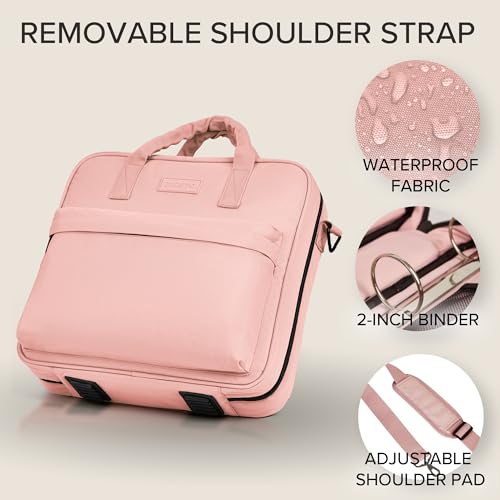 Sturdy 3 Ring Zipper Binder with Strap - 2" Binder with Pockets Holds 500 Sheets, Laptop & More - Durable & Easy to Carry - color: Pink