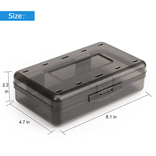 Tamaki 1 Pack Plastic Pencil Box Large Capacity, Black | Clear Boxes with Snap-tight Lid Stackable Design and Stylish Office Supplies Storage Organizer - color: Black
