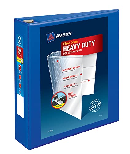 Avery Heavy-Duty View 3 Ring Binder, 2" One Touch EZD Rings, 1 Pacific Blue Binder (79778) - size: 2"