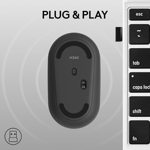 Logitech M340 Wireless Mouse with Limited Edition Prints, USB Receiver and Silent Clicks, Portable Wireless Mouse for Laptop, PC, Windows, Chrome, Surface – Speckles - color: Speckles