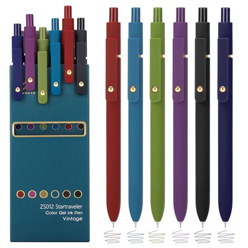 Ddaowanx Colorful Gel Pens, 0.5mm Fine Point Retractable, Cute Pens with Colored Writing and Sketching,Gifts for Nurse (24Pcs-Vintage Colors) - color: 24Pcs-Vintage Colors