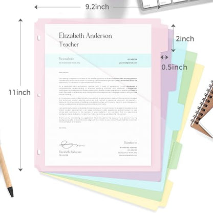 SKYDUE Binder Dividers with Tabs and Pockets – 2 Sets of 10-Pack for 3-Ring Binders, Writable Tabs, Durable & Tear-Resistant, Pink - color: 2 Sets Pink