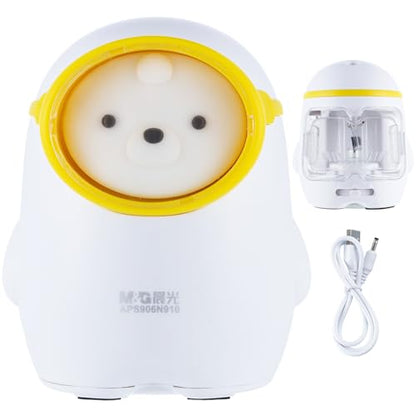 M&G Electric Pencil Sharpener, Portable Pencil Sharpener Battery/USB Dual Power Operated Sharpener for Pencils Kids Students Home Classroom School Office (Cute Bear) - color: White