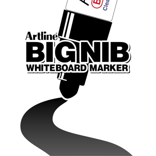 Artline 5100A Magnum Whiteboard Dry Erase Markers with Jumbo Big Nib, Extra Thick for Clear Visible Lettering, Refillable, 5.0mm Bullet Tip, Pack of 6 (Black)