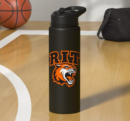 Rochester Institute of Technology RIT Tiger Stacked Logo Stainless Steel Insulated Water Bottle - color: Black