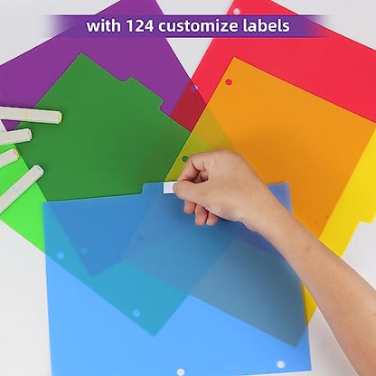 Colorful Binder Dividers with Tabs,Plastic Index with 5-Tabs,for 3 Ring Binder,6 Sets - style: 6 SETS 5 TAB