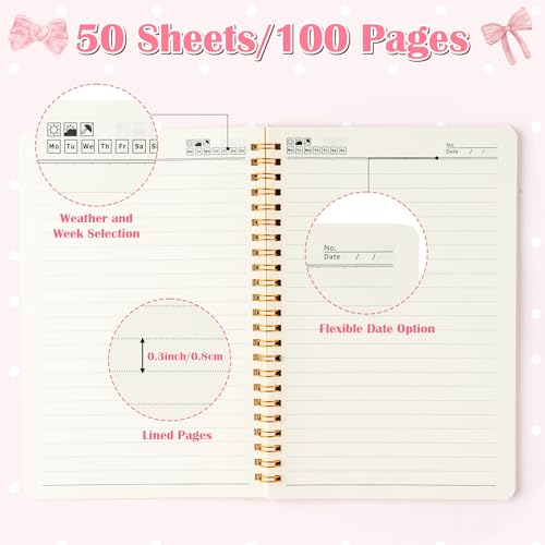 Xqumoi 2 Pack A5 Pink Bow Coquette Religious Spiral Notebooks - She Is Worthy Bible Verses Writing Notebooks, Ruled Lined Journal, Christian Christmas Gift, Sunday School Supplies - style: J-Pink Bow Religious