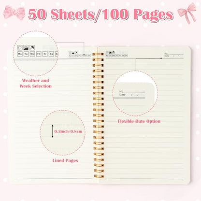 Xqumoi 2 Pack A5 Pink Bow Coquette Religious Spiral Notebooks - She Is Worthy Bible Verses Writing Notebooks, Ruled Lined Journal, Christian Christmas Gift, Sunday School Supplies - style: J-Pink Bow Religious