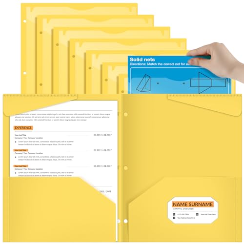 Henoyso 24 Pcs Yellow Plastic Folders with 2 Pockets and Clear Front Pocket 3 Holes Bulk Heavy Duty Letter Size Folders for Back to School, Office & Home, Classroom Organization - color: Yellow