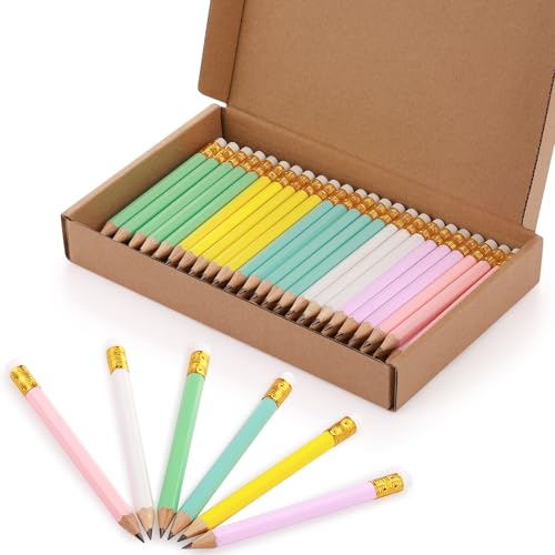 Outus 72 Pieces Golf Pencils Half Pencils with Eraser Mini Bulk Short #2 HB Pre Sharpened for Bridal Shower Wedding Office(Multicolor) - color: Multicolor