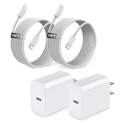 USB C Charger for iPhone Charger Fast Charging,[Apple MFi Certified] Type C Fast Wall Chargers Block Adapter 10FT USB C to C Woven Cable for iPhone 17ProMax/17 Pro/17e/Air/17/16 ProMax/16Pro/15,iPad