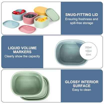 4 pcs 10 oz Silicone Snack Containers for Kids Small Food Containers with Lids, Fruit Container for Lunch, Stackable Lunch Container for Kids, Daycare, School and Travel - size: 10oz-4pcs
