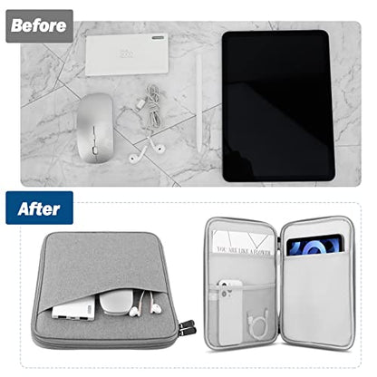 MoKo 9-11 Inch Tablet Sleeve Bag Carrying Case with Accessory Pocket | Fits iPad Air 11-inch M4, iPad Pro 11-inch M5, iPad A16 11-inch, iPad 10/9/8/7th and Tab S9/S8 11-inch, Light Gray - color: Light Gray, size: 9-11 Inch
