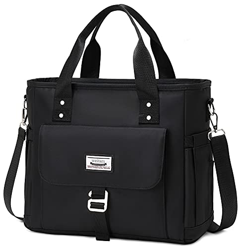 Weitars Insulated Lunch Bag for Men Women,Leak Proof Lunch Box for Work,Extra Large Lunch Tote Bag With Removable Shoulder Strap with Side Pockets,Reusable Lunch Cooler Purse For Picnic Hiking - color: Black