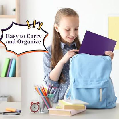 60-Pack Plastic Folders with Pockets and Prongs, 2-Pocket Poly Folders with 3 Fasteners Holds 8-1/2" x 11" Paper for School/Office/Home, Purple - color: Purple, size: 60-Pack