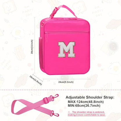 Lunch Box for Kids School Lunch Bag for Girls Teen Womens Work Travel Picnic Food Containers Cooler Carrier,Cute Large Insulated Lunch Tote Bags with Water Bottle Pocket Handheld Strap Pink M - color: 06-Pink M