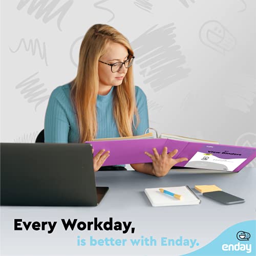 3 Inch Binder (2 Pack) Blue and Purple 3 Ring Binder 3 inch, Clear View Cover with 2 Inside Pockets, Three Ring Binders for Home, Office and School Supplies - Enday - color: Blue - Purple, size: 3-Inch