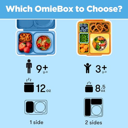 Omie OmieBox UP bento Box for Kids | Insulated Lunch Box | Leak Proof Vacuum Insulated Thermal Food jar | Cooler ice Pack | 2 Compartments (Cosmic Blue) - color: Cosmic Blue