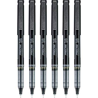 Pilot, Precise V5, Capped Liquid Ink Rolling Ball Pens, Extra Fine Point 0.5 mm, Black, Pack of 6 - size: 1 Count (Pack of 6)