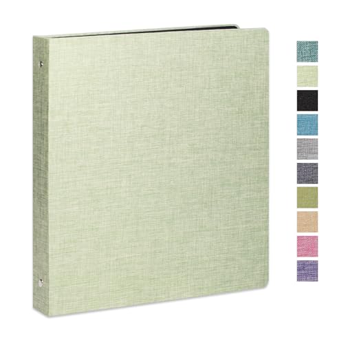 3 Ring Binder 1 Inch for 8.5" x 11" Paper, Planner Binder with Linen Hardcover and 2 Interior Pockets Paper for Organization of School, Business and Home - color: Lightgreen, size: 1PACK