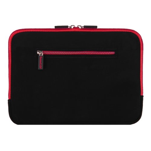 Thick Cushion Padding Scratch Water Resistant Accessory Pocket 13 inch Laptop, Chromebook Sleeve Bag - color: Black Red