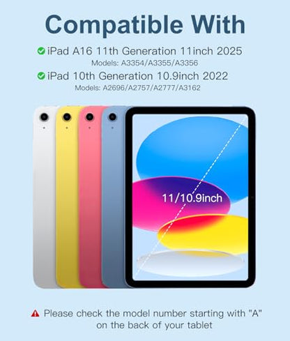 Hamile for iPad 11th 10th Generation Case with Keyboard - 7 Colors Backlit Wireless Detachable Folio Keyboard Cover with Pencil Holder for iPad 11-inch A16 2025 10th Gen 10.9 Inch 2022 (Sky Blue) - color: Sky Blue