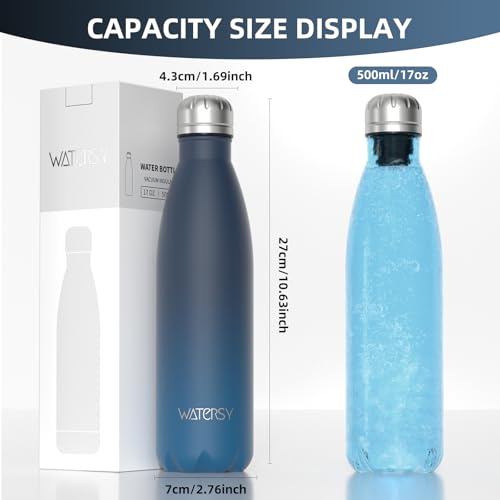 WATERSY Stainless Steel water bottles,17oz/500ml Insulated Water Bottles,Blue Green metal water bottle Keeps Drink Cold and Hot,BPA Free kids water bottles for School,Gym,Travel,Sports - color: Deux Teal
