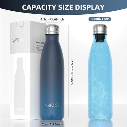 WATERSY Stainless Steel water bottles,17oz/500ml Insulated Water Bottles,Blue Green metal water bottle Keeps Drink Cold and Hot,BPA Free kids water bottles for School,Gym,Travel,Sports - color: Deux Teal
