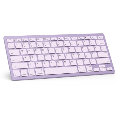 OMOTON Ultra-Slim Bluetooth Keyboard for iPad 11th/10th/9th/8th/7th, iPad Pro/Air/Mini and iPhone Series, Wireless iOS Keyboard with 12 Multimedia Keys for Office, Home, Travel, School, Purple - color: Purple