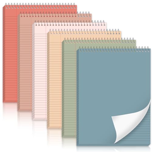 gisgfim 6 Pcs Morandi Top Bound Spiral Notebooks 8.5" x 11" College Ruled Aesthetic Legal Pad Steno Pads Colored Paper Assorted Covers Wirebound Notepad for Writing School Office Supplies - color: Morandi