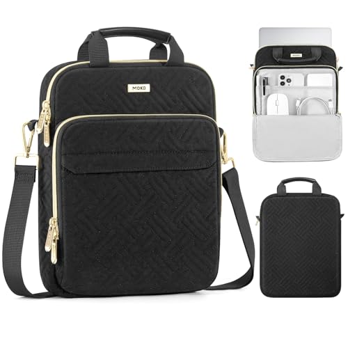 MoKo 13-14 in Puffer Laptop Sleeve Bag for 13-inch New Mac Air M5/Neo A18 Pro, 14-inch Mac Pro M5/M4/M3/M2/M1, 13.8“ Surface, Puffy Laptop Carrying Case with Handle & Shoulder Strap, Black - color: Black, size: 13.3-14 Inch