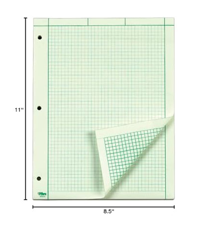 TOPS Engineering Computation Pad, 8-1/2" x 11", Glue Top, 5 x 5 Graph Rule on Back, Green Tint Paper, 3-Hole Punched, 200 Sheets (35502)