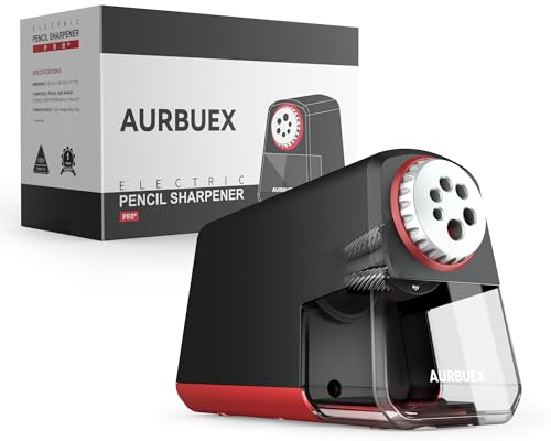 Heavy Duty Electric Pencil Sharpener S280, 6-Hole for Classroom Use | Auto Stop, 3s Sharpening, Dual Cutter, Large Shavings Bin, Safety Switch, Non-Slip Feet, 6-12mm,Office/Home Pencil Sharpener