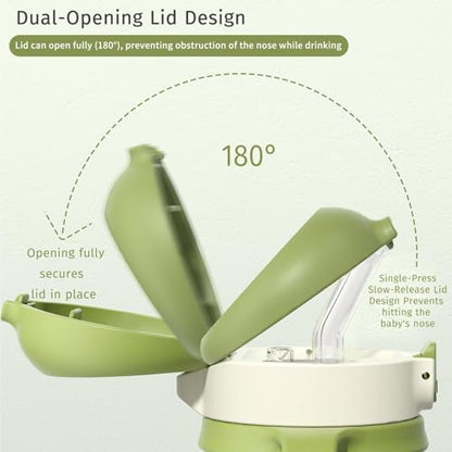 Evorie Tritan Spill Proof Straw Sippy Cups for Toddlers 1–3 Years, 10 Oz | BPA & BPS-Free, Toddler water bottle, Easy grip handles, Dishwasher safe, Durable Tritan, Easy to clean, Green Dino - color: Green Dino