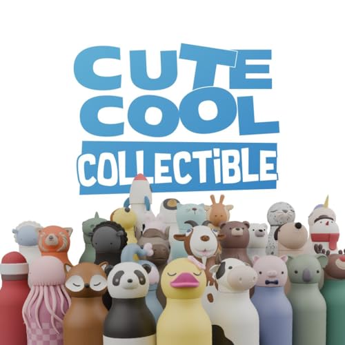 asobu Bestie Bottle Insulated Stainless Steel Water Bottle with Detachable Soft Animal Head Fun Drinking For Kids and Teens with Flexible Reusable Straw 16 Ounce - color: JellyFish