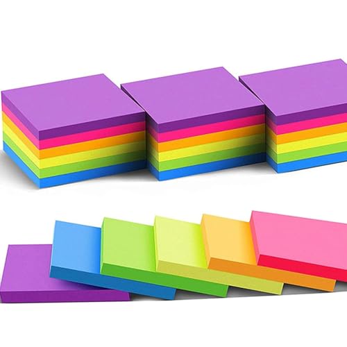 Dzrige Sticky Notes Self-Stick Notes Sticky Note Pads Bulk Bright Color Sticky Notes for Office, Meeting, Notebook, School, Home Supplies, 3x3 Inches 8 Pads 400 Sheets