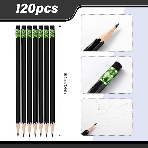 TecUnite 120 Pcs #2 HB Pencils with Eraser No 2 Unsharpened Wooden Hexagonal Pencils for Adults Gifts for School Exam art Learning Office Sketching(Black) - color: Black