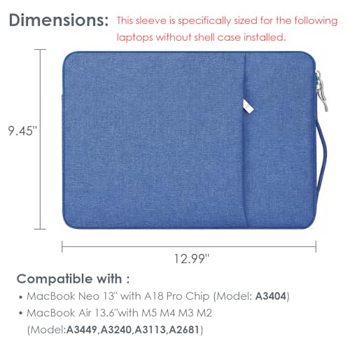 Laptop Sleeve Case for MacBook Air 13.6" & MacBook Pro 13.3" with Handle | WaterProof, with Accessory Pocket, Scratch-resistant,Soft Velvet Lining, Canvas Surface, for Travel, Home, Office(Aqua) - color: Aqua