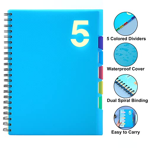 CAGIE 5 Subject Notebook & Discbound Notebook-2 pack, College Ruled A5 Notebook for School,Work