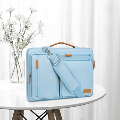 MOSISO 360 Protective Laptop Shoulder Bag,15-15.6 inch Computer Bags Compatible with MacBook Pro 16 inch, HP, Dell, Lenovo, Asus Notebook,Side Open Messenger Bag with 4 Zipper Pockets, Air Blue - color: Air Blue, size: 16 inch