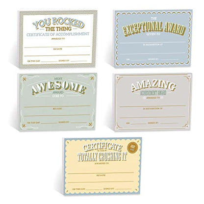 Motivational Achievement Certificate Fill in Sticky Note Pads / 6" x 4" Repositionable Recognition Award Sticky Pads / 50 Sheets Per Pad/Set of 5 Designs/Made in USA - color: Motivational