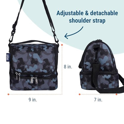 Wildkin Two Compartment Lunch Bag, Black Camo | Two-compartment, insulated lunch box — coordinates with matching Wildkin backpacks and water bottles - color: Black Camo